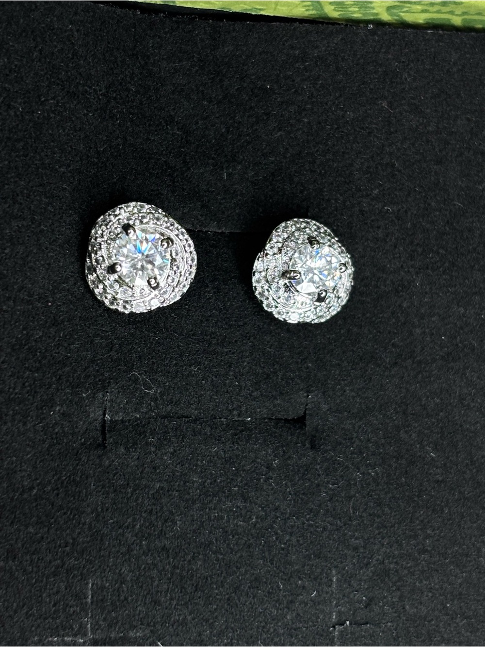 Classic Halo moissanite Stud Earrings - Silver Tone